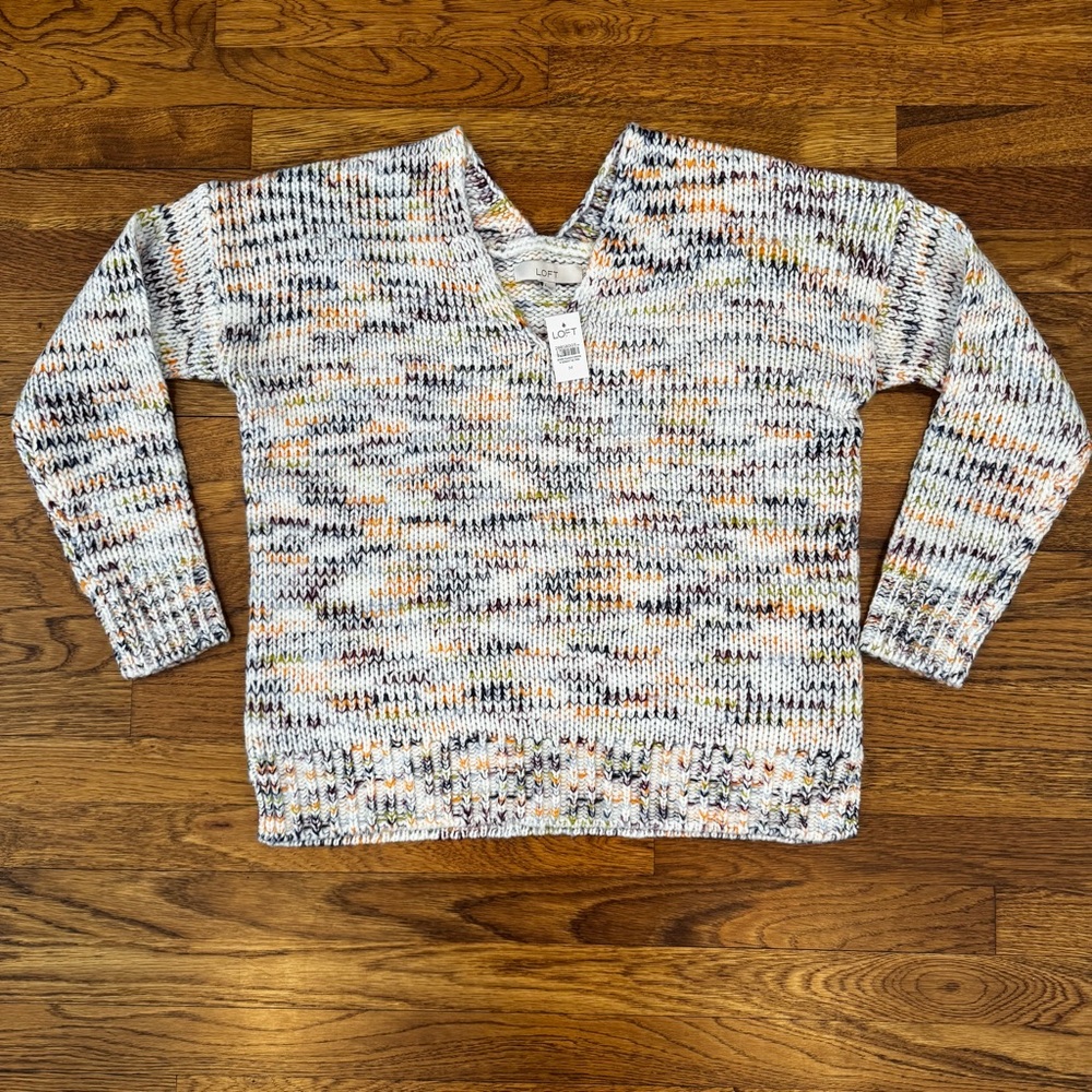 NWT LOFT Colorful Knit V-Neck Sweater - Size M